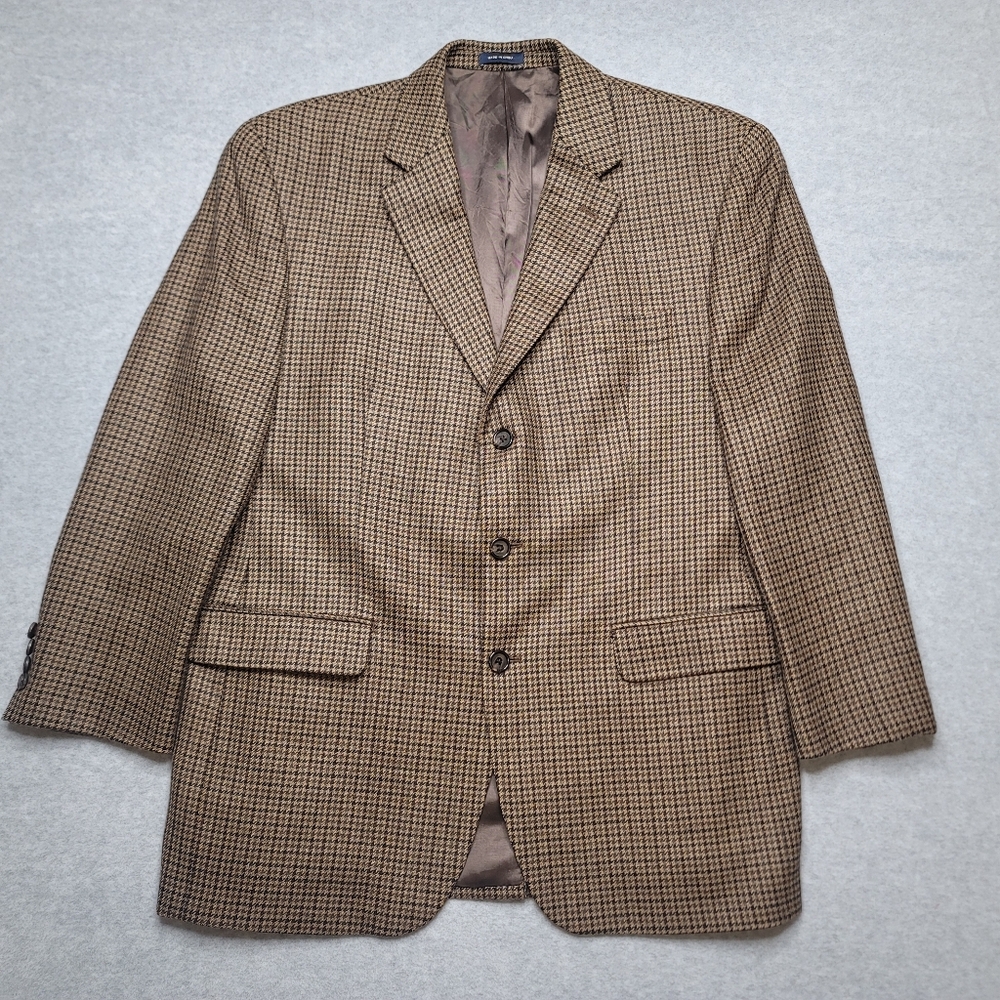 Lauren Ralph Lauren Blazer Sport Jacket 44R Brown Houndstooth
